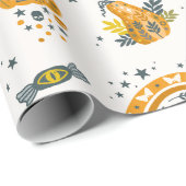 Spooky Halloween symbolen patroon Cadeaupapier (Rol Hoek)