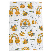 Spooky Halloween symbolen patroon Medium Cadeauzakje (Achterkant)