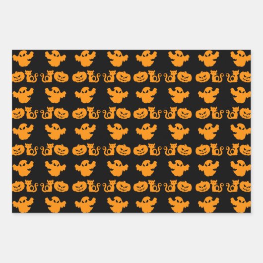 Spooky Halloween Symbols BOO Jack O Lantern Moon Inpakpapier Vel (Voorkant 3)