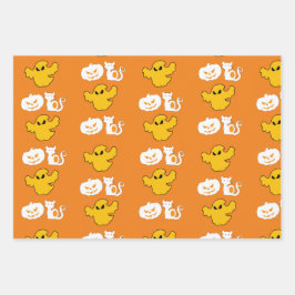 Spooky Halloween Symbols BOO Jack O Lantern Moon Inpakpapier Vel