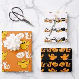 Spooky Halloween Symbols BOO Jack O Lantern Moon Inpakpapier Vel