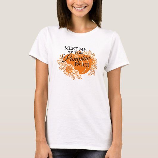 Spooky Halloween T-shirt, Ontmoet me bij de pompoe T-shirt (Voorkant)