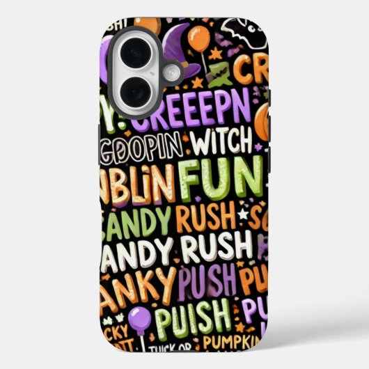 Spooky Halloween Tekstpatroon Telefoonhoes Case-Mate iPhone Case (Achterkant)