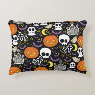 Spooky Halloween: thema achtergrond ontwerp. Accent Kussen