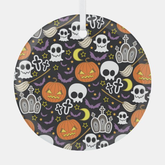 Spooky Halloween: thema achtergrond ontwerp. Glas Ornament (Voorkant)
