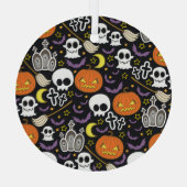 Spooky Halloween: thema achtergrond ontwerp. Glas Ornament (Achterkant)