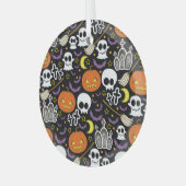 Spooky Halloween: thema achtergrond ontwerp. Glas Ornament (Voorkant links)