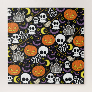 Spooky Halloween: thema achtergrond ontwerp. Legpuzzel