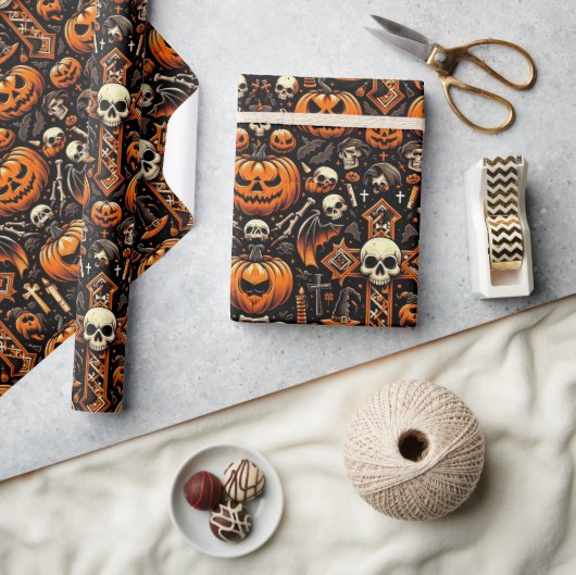Spooky Halloween thema Tegel Cadeaupapier (Crafts)