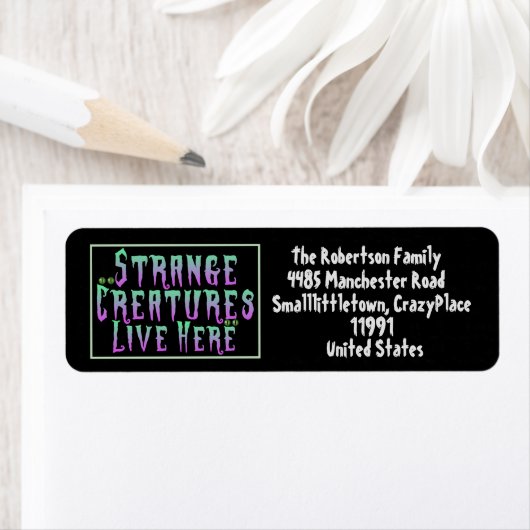 Spooky Halloween Theme Neon Gradiënt op Zwart Etiket (Insitu)