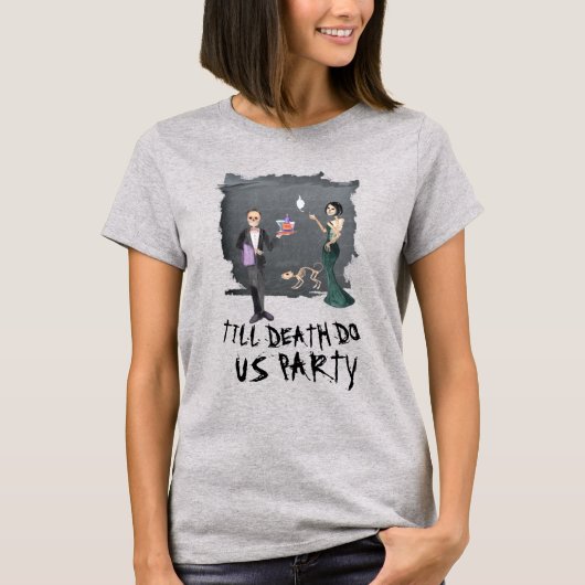 Spooky Halloween Till Death Do Us Party T-shirt (Voorkant)