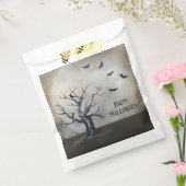 Spooky Halloween Tree met Raven en Vleermuizen Bedankzakje (Gezegeld)