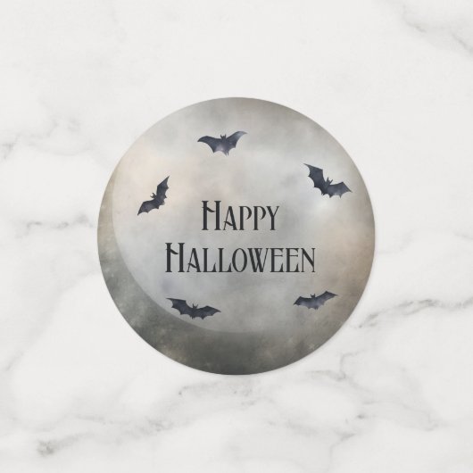 Spooky Halloween Tree met Raven en Vleermuizen Confetti (Kleine voorkant)