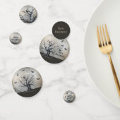 Spooky Halloween Tree met Raven en Vleermuizen Confetti (Groep)