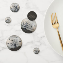 Spooky Halloween Tree met Raven en Vleermuizen Confetti