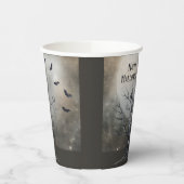 Spooky Halloween Tree met Raven en Vleermuizen Papieren Bekers (Links)