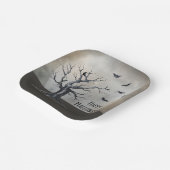 Spooky Halloween Tree met Raven en Vleermuizen Papieren Bordje (Gebogen)