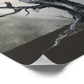 Spooky Halloween Tree met Raven en Vleermuizen Poster (Hoek)