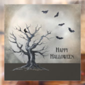 Spooky Halloween Tree met Raven en Vleermuizen Raamsticker (Vel 2)