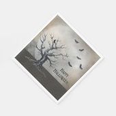 Spooky Halloween Tree met Raven en Vleermuizen Servet (Hoek)