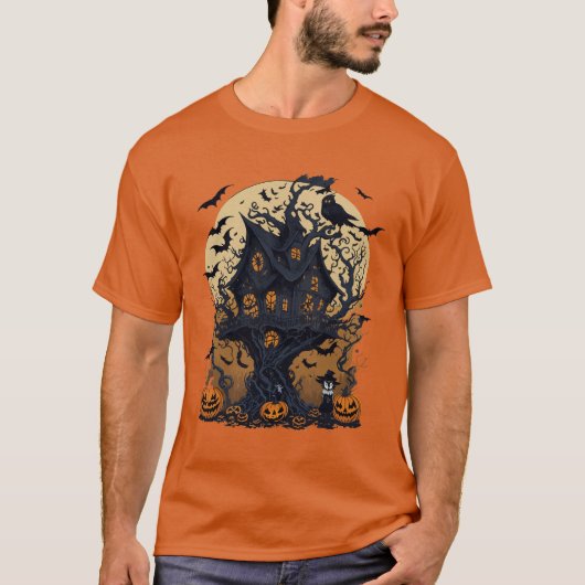 Spooky Halloween Treehouse Mannen T-Shirt (Voorkant)