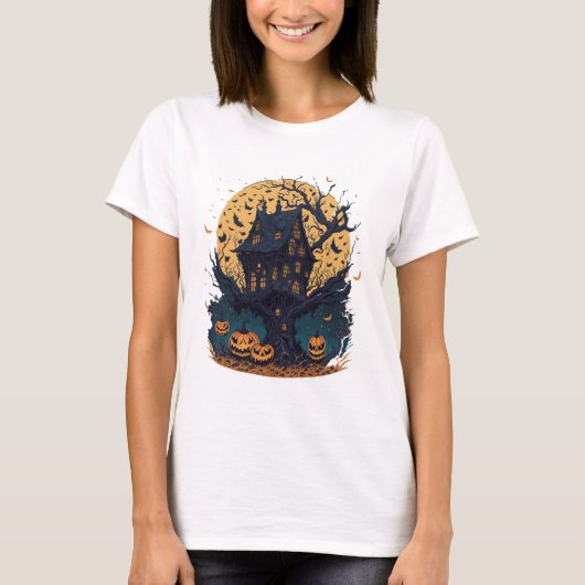 Spooky Halloween Treehouse Vrouwen T-shirt (Voorkant)
