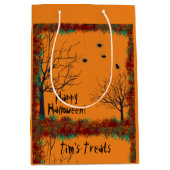 Spooky Halloween Trees Foliage Border personaliser Medium Cadeauzakje (Voorkant)