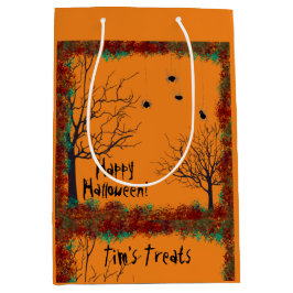 Spooky Halloween Trees Foliage Border personaliser Medium Cadeauzakje