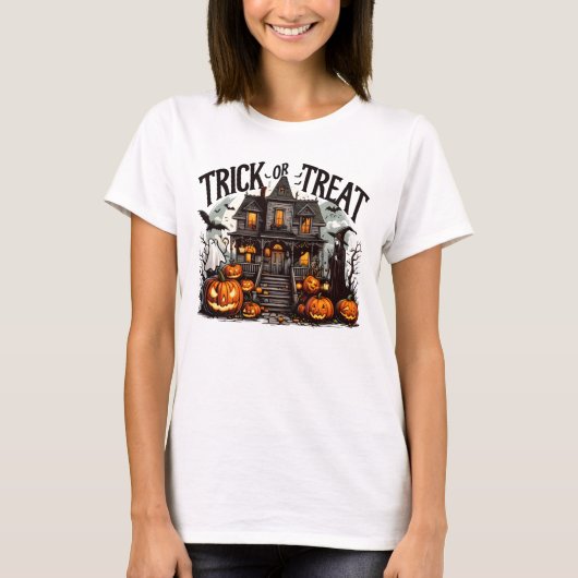 Spooky Halloween trick-or-treat avond T-shirt (Voorkant)