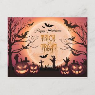 Spooky Halloween Trick or treat Sunset Design Feestdagenkaart