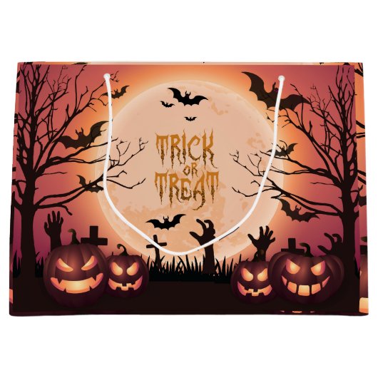 Spooky Halloween Trick or treat Sunset Design Groot Cadeauzakje (Voorkant)