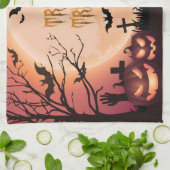 Spooky Halloween Trick or treat Sunset Design Theedoek (Gevouwen)