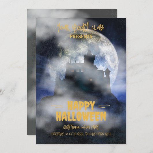 Spooky Halloween uitnodiging, Boo Halloween Party Kaart (Voorkant / Achterkant)