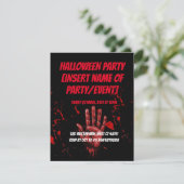 SPOOKY HALLOWEEN UITNODIGING KAART BLOODY RSVP (Staand voorkant)