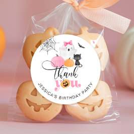 Spooky Halloween verjaardag bedankt Ronde Sticker