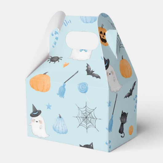Spooky Halloween verjaardag blauwe jongen pompoene Bedankdoosjes (Achterkant)