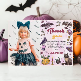 Spooky Halloween Verjaardag Foto Dank u kaart