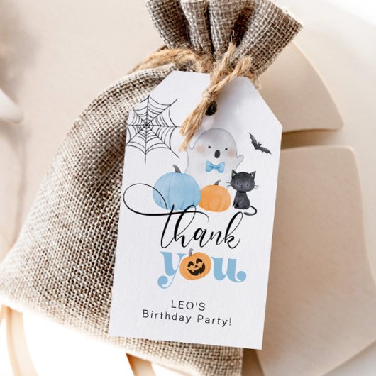 Spooky Halloween verjaardag jongen bedankt Cadeaulabel