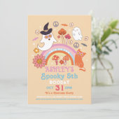 Spooky Halloween Verjaardag Kinder jaren 70 Retro Kaart (Staand voorkant)