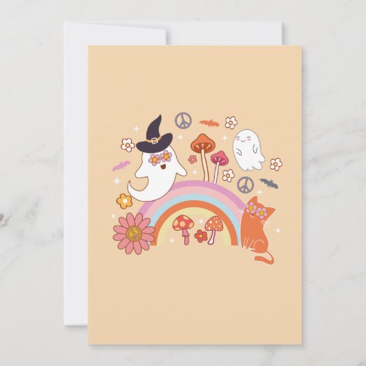 Spooky Halloween Verjaardag Kinder jaren 70 Retro Kaart (Achterkant)