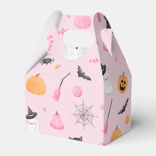 Spooky Halloween verjaardag roze pompoenen Bedankdoosjes (Achterkant)