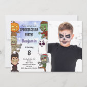 Spooky Halloween Verjaardag Uitnodiging met Foto (Voorkant)