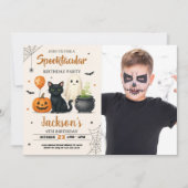 Spooky Halloween Verjaardag Uitnodiging met foto (Voorkant)