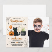 Spooky Halloween Verjaardag Uitnodiging met foto (Voorkant / Achterkant)