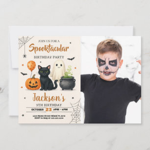 Spooky Halloween Verjaardag Uitnodiging met foto