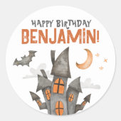 Spooky Halloween verjaardagsfeest Stickers (Voorkant)
