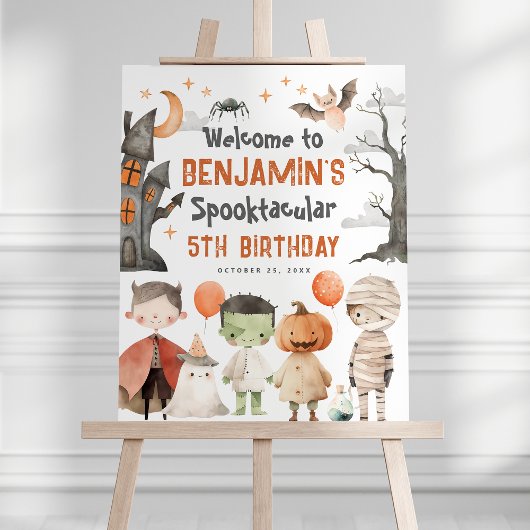 Spooky Halloween Verjaardagsfeest Welkomstbord Poster