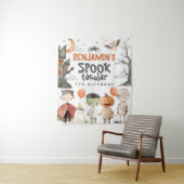 Spooky Halloween verjaardagsfeestje achtergrond Wandkleed (In situ)