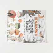 Spooky Halloween verjaardagsfeestje achtergrond Wandkleed (Voorkant (horizontaal))