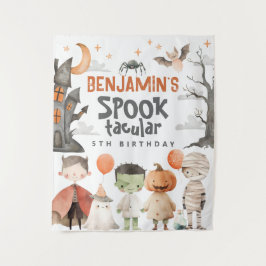 Spooky Halloween verjaardagsfeestje achtergrond Wandkleed